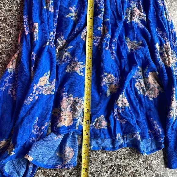 Free People Floral Sleeveless keyhole Tunic Top/Mini Dress women’s Sz S , Blue - Picture 11 of 16